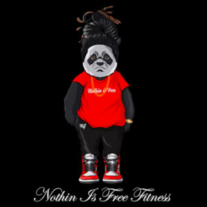 NOTHIN IS FREE FITNESS - PANDA - PULLOVER HOODIE - BLACK - CSRZ73 Design