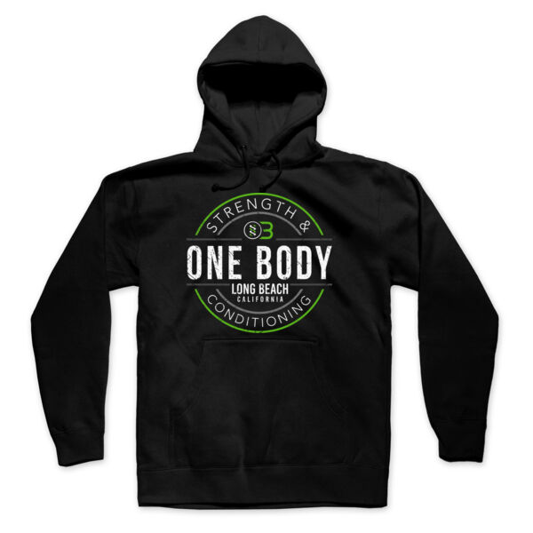 ONE BODY BADGE - MEN'S PULLOVER HOODIE - BLACK - 3PASEM Thumbnail