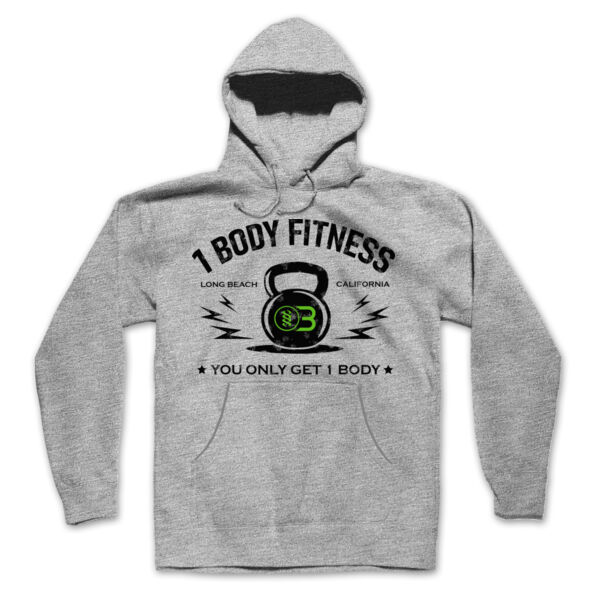 ONE BODY KETTLE BELL - MEN'S PULLOVER HOODIE - LIGHT GRAY HEATHER - PJA4NU Thumbnail