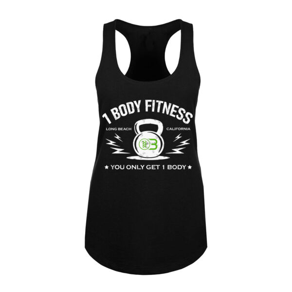 ONE BODY KETTLE BELL - WOMEN'S FITTED TANK TOP - BLACK - $J3GTED$ Thumbnail