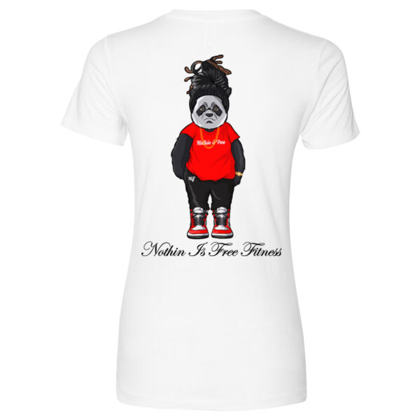 NOTHIN IS FREE FITNESS - PANDA - WOMEN'S FITTED T-SHIRT - WHITE - 6HCWZM Thumbnail
